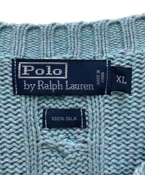 POLO RALPH LAUREN（ポロ・ラルフローレン）POLO RALPH LAUREN (ポロ・ラルフローレン) 薄手ニット ブルー サイズ:XLの古着・服飾アイテム