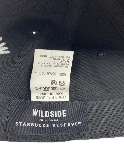 WILDSIDE YOHJI YAMAMOTO（ワイルドサイド ヨウジ ヤマモト）WILDSIDE YOHJI YAMAMOTO (ワイルドサイド ヨウジ ヤマモト) STARBUCKS COFFEE (スターバックスコーヒー) キャップ ブラック×ホワイトの古着・服飾アイテム