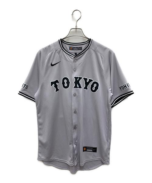 NIKE（ナイキ）NIKE (ナイキ) ベースボールシャツ ライトグレー×ブラック サイズ:Lの古着・服飾アイテム
