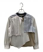 UNITED TOKYOユナイテッドトーキョー）の古着「スライドフロントプリーツブラウス」｜ベージュ×ブラウン