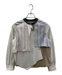 UNITED TOKYO（ユナイテッドトーキョー）の古着「スライドフロントプリーツブラウス」｜ベージュ×ブラウン