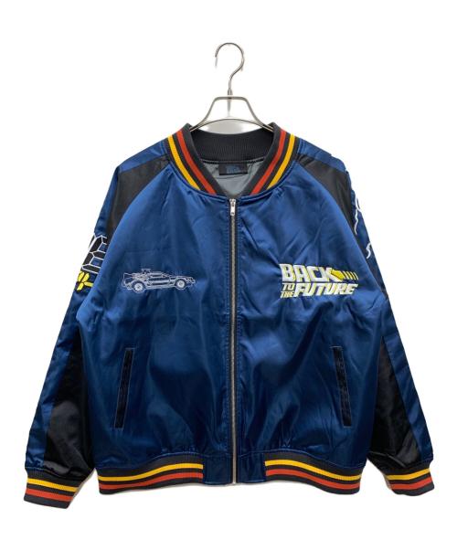 BACK TO THE FUTURE（バックトゥザフューチャー）BACK TO THE FUTURE (バックトゥザフューチャー) スカジャン　デロリアン ネイビー サイズ:3Lの古着・服飾アイテム