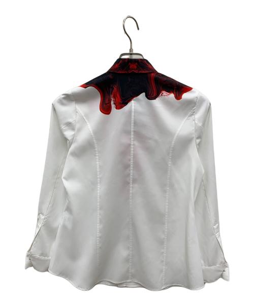 hazama（ハザマ）hazama (ハザマ) 長袖シャツ ホワイト×レッド サイズ:XSの古着・服飾アイテム