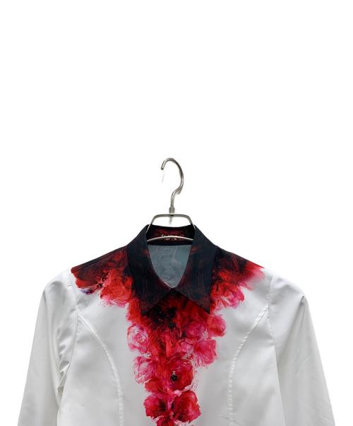 hazama（ハザマ）hazama (ハザマ) 長袖シャツ ホワイト×レッド サイズ:XSの古着・服飾アイテム