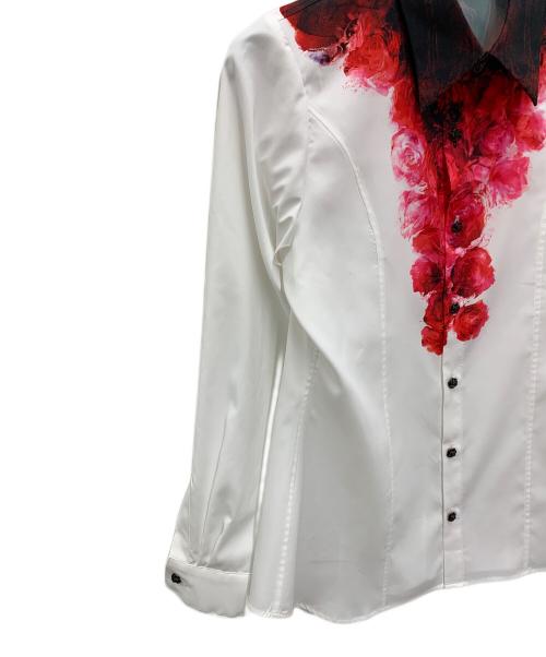 hazama（ハザマ）hazama (ハザマ) 長袖シャツ ホワイト×レッド サイズ:XSの古着・服飾アイテム