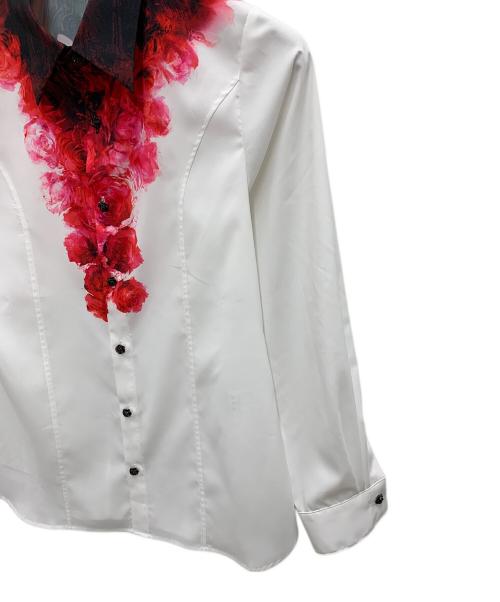 hazama（ハザマ）hazama (ハザマ) 長袖シャツ ホワイト×レッド サイズ:XSの古着・服飾アイテム