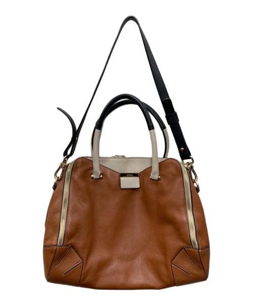 FURLA（フルラ）FURLA (フルラ) 2WAYショルダーバッグ ブラウン×アイボリーの古着・服飾アイテム