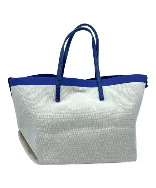YAHKI（ヤーキ）YAHKI (ヤーキ) トートバッグ アイボリー×ブルーの古着・服飾アイテム