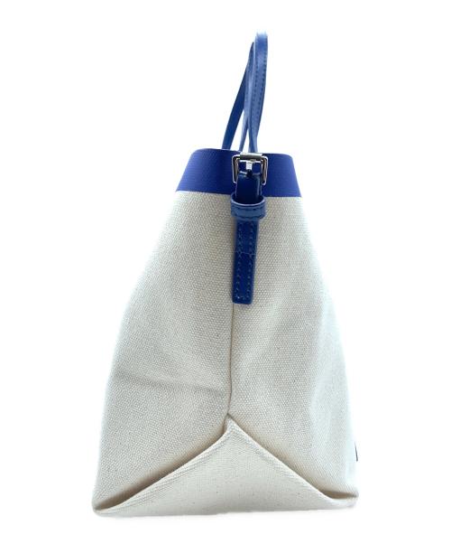 YAHKI（ヤーキ）YAHKI (ヤーキ) トートバッグ アイボリー×ブルーの古着・服飾アイテム