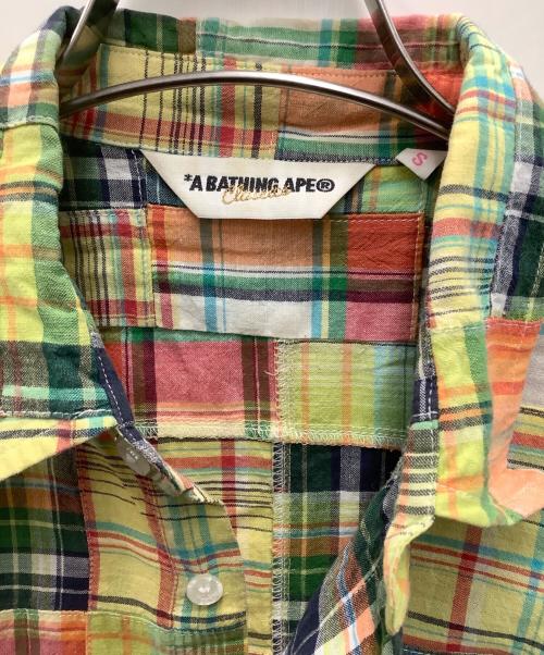 A BATHING APE（アベイシングエイプ）A BATHING APE (アベイシングエイプ) チェックシャツ グリーン×オレンジ サイズ:Sの古着・服飾アイテム