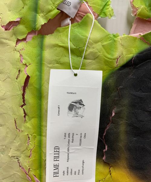 FILME FILLED（フィルムフィルド）FILME FILLED (フィルムフィルド) 半袖カットソー グリーン×ピンク サイズ:F 未使用品の古着・服飾アイテム