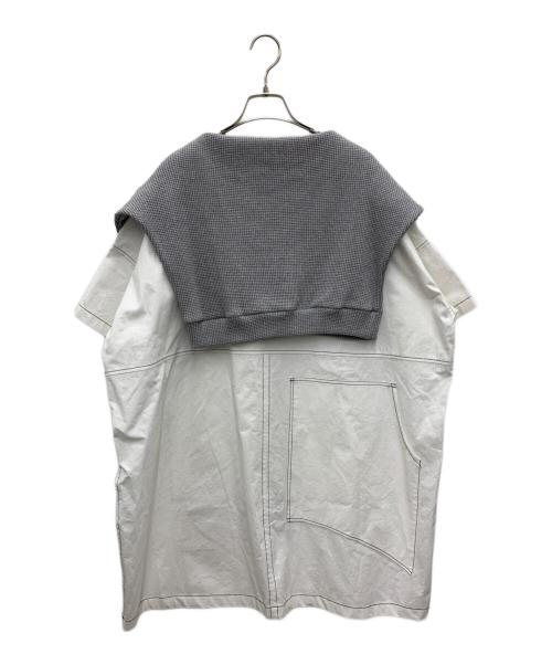 You Mo Laugh（ユーモラフ）You Mo Laugh (ユーモラフ) 長袖ワンピース ホワイト×グレー サイズ:One 未使用品の古着・服飾アイテム