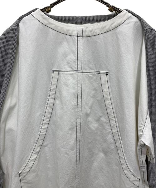 You Mo Laugh（ユーモラフ）You Mo Laugh (ユーモラフ) 長袖ワンピース ホワイト×グレー サイズ:One 未使用品の古着・服飾アイテム