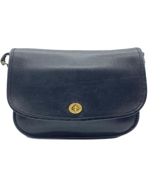 COACH（コーチ）COACH (コーチ) レザーショルダーバッグ ブラックの古着・服飾アイテム