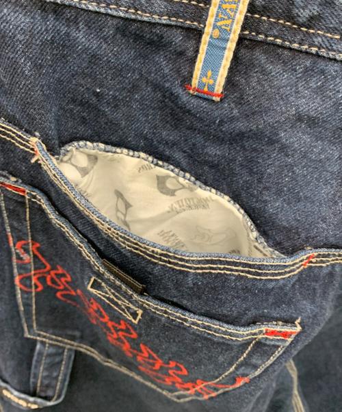 DOG TOWN（ドッグ タウン）DOG TOWN (ドッグ タウン) 刺繍ワイドデニムパンツ インディゴ サイズ:Lの古着・服飾アイテム