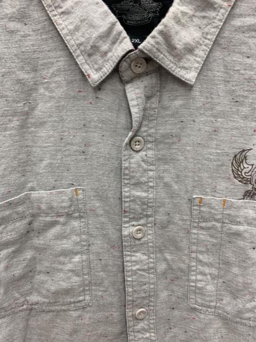 HARLEY-DAVIDSON（ハーレーダビッドソン）HARLEY-DAVIDSON (ハーレーダビッドソン) 長袖シャツ ライトグレー サイズ:2XLの古着・服飾アイテム