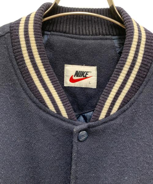 NIKE（ナイキ）NIKE (ナイキ) 袖レザースタジャン ネイビー×アイボリー サイズ:Lの古着・服飾アイテム