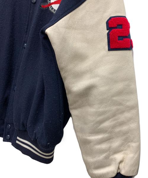 NIKE（ナイキ）NIKE (ナイキ) 袖レザースタジャン ネイビー×アイボリー サイズ:Lの古着・服飾アイテム