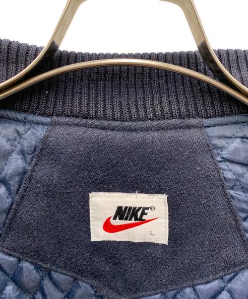 NIKE（ナイキ）NIKE (ナイキ) 袖レザースタジャン ネイビー×アイボリー サイズ:Lの古着・服飾アイテム