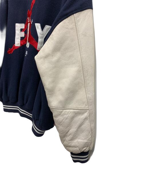 NIKE（ナイキ）NIKE (ナイキ) 袖レザースタジャン ネイビー×アイボリー サイズ:Lの古着・服飾アイテム
