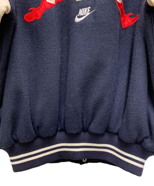 NIKE（ナイキ）NIKE (ナイキ) 袖レザースタジャン ネイビー×アイボリー サイズ:Lの古着・服飾アイテム