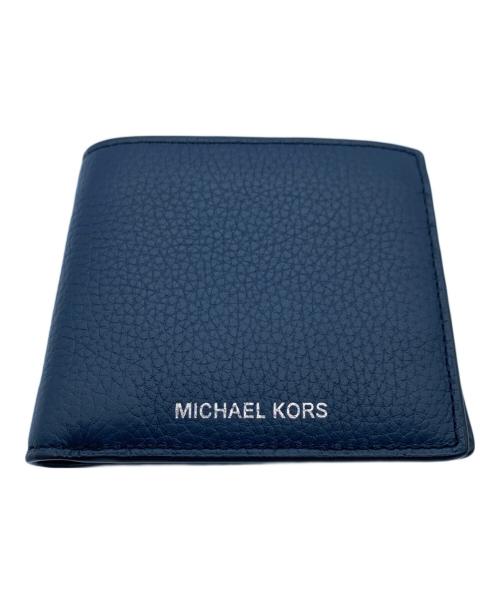 MICHAEL KORS（マイケル・コース）MICHAEL KORS (マイケル・コース) 2つ折り財布 ネイビー×ブラックの古着・服飾アイテム