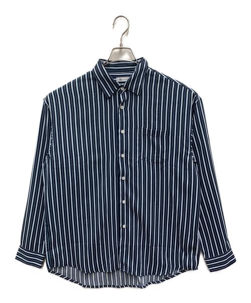 TAKEO KIKUCHI（タケオキクチ）TAKEO KIKUCHI (タケオキクチ) 長袖シャツ ネイビー×ブルー サイズ:XLの古着・服飾アイテム