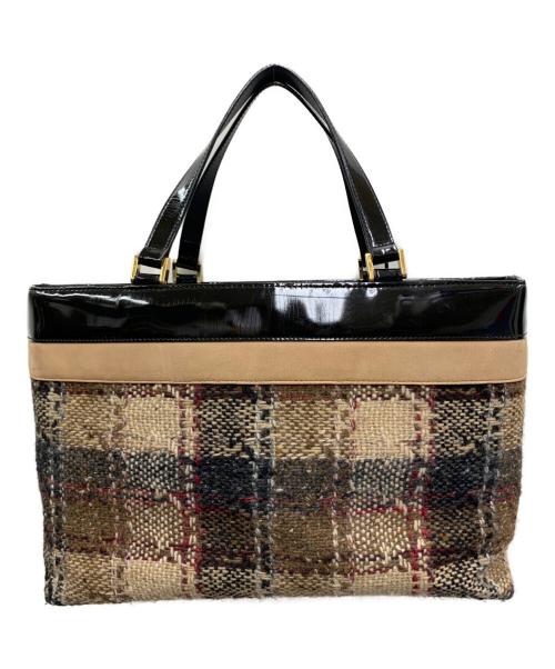 BURBERRY（バーバリー）BURBERRY (バーバリー) ハンドバッグ ブラック×ブラウンの古着・服飾アイテム