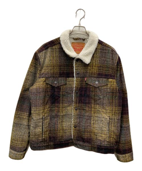 LEVI'S（リーバイス）LEVI'S (リーバイス) シェルパ トラッカージャケット イエロー×ブラウン サイズ:Lの古着・服飾アイテム