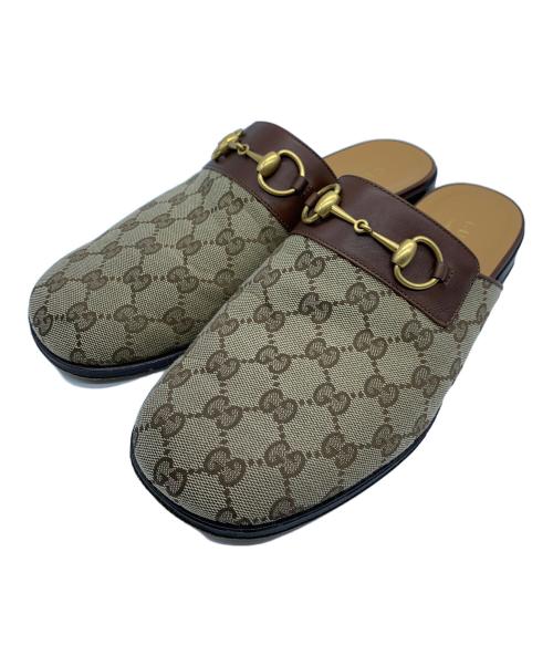 GUCCI（グッチ）GUCCI (グッチ) GGキャンバスホースビットサンダル ブラウン サイズ:8の古着・服飾アイテム