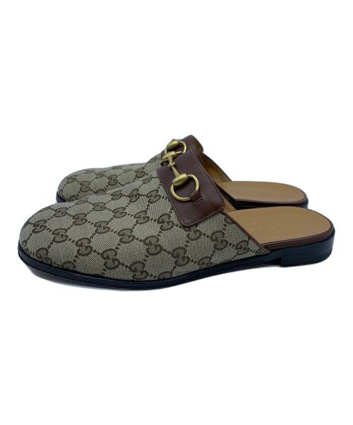 GUCCI（グッチ）GUCCI (グッチ) GGキャンバスホースビットサンダル ブラウン サイズ:8の古着・服飾アイテム