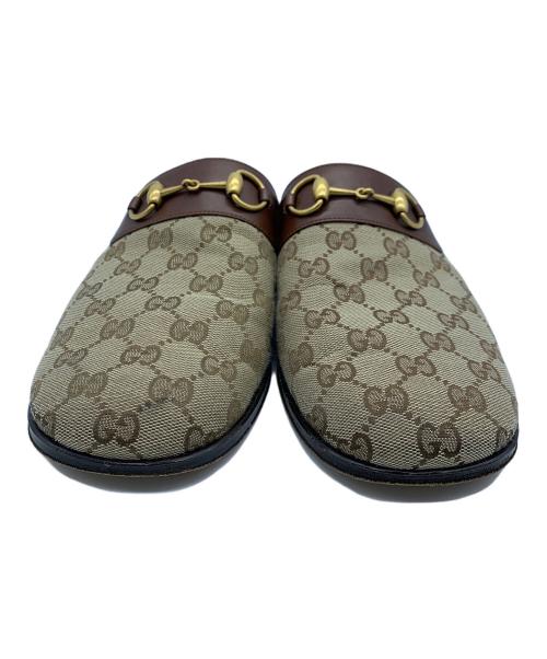 GUCCI（グッチ）GUCCI (グッチ) GGキャンバスホースビットサンダル ブラウン サイズ:8の古着・服飾アイテム