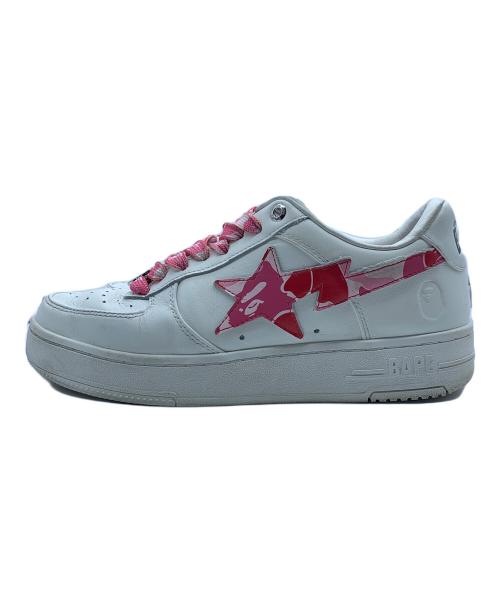 A BATHING APE（アベイシングエイプ）A BATHING APE (アベイシングエイプ) ローカットスニーカー ホワイト×ピンク サイズ:26の古着・服飾アイテム