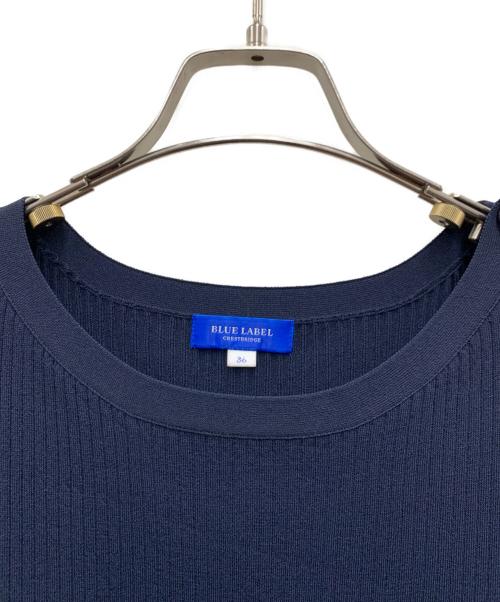 BLUE LABEL CRESTBRIDGE（ブルーレーベルクレストブリッジ）BLUE LABEL CRESTBRIDGE (ブルーレーベルクレストブリッジ) ニット切替ワンピースアンサンブル ネイビー サイズ:36/38の古着・服飾アイテム