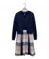 BLUE LABEL CRESTBRIDGE（ブルーレーベルクレストブリッジ）の古着「ニット切替ワンピースアンサンブル」｜ネイビー