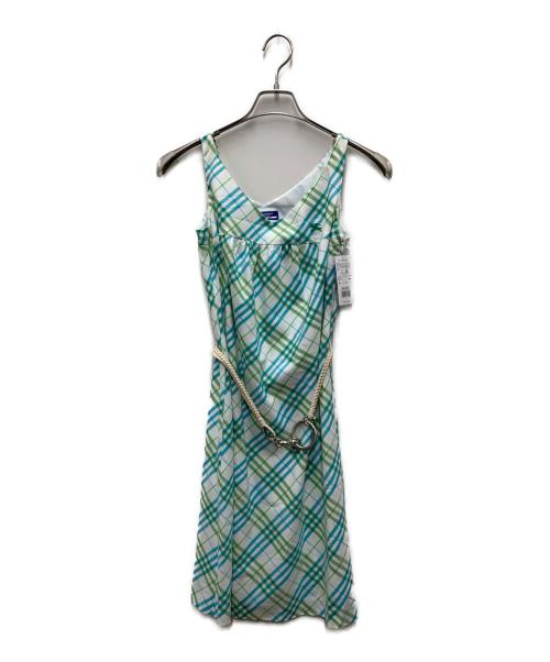 BURBERRY BLUE LABEL（バーバリー ブルー レーベル）BURBERRY BLUE LABEL (バーバリー ブルー レーベル) ノースリーブワンピース ホワイト×グリーン サイズ:36 未使用品の古着・服飾アイテム