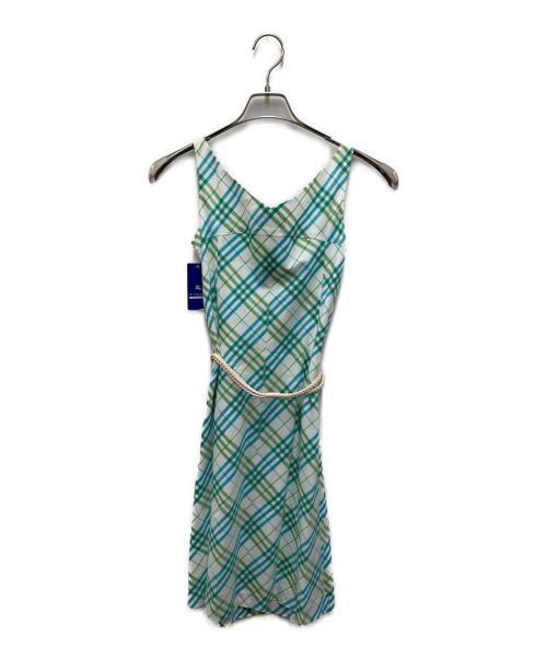 BURBERRY BLUE LABEL（バーバリー ブルー レーベル）BURBERRY BLUE LABEL (バーバリー ブルー レーベル) ノースリーブワンピース ホワイト×グリーン サイズ:36 未使用品の古着・服飾アイテム