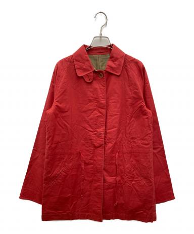 替ボタン付⭕️ほぼ未使用⭕️バーバリーズ　ステンカラー　ロングコート　赤　レッド 中古・古着通販】Burberry's (バーバリーズ) ステンカラーコート