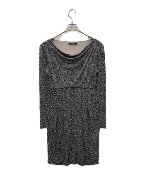 MaxMara（マックスマーラ）MaxMara (マックスマーラ) 長袖ワンピース ブラック×ホワイト サイズ:Lの古着・服飾アイテム