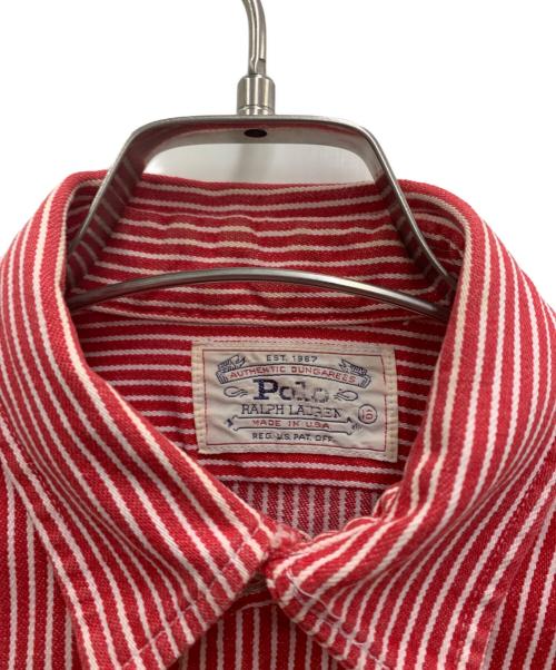 POLO RALPH LAUREN（ポロ・ラルフローレン）POLO RALPH LAUREN (ポロ・ラルフローレン) 長袖シャツ ホワイト×レッド サイズ:16の古着・服飾アイテム
