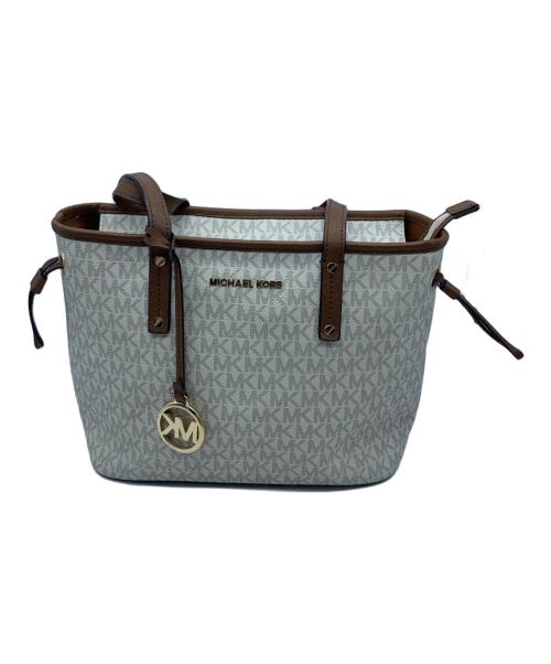 MICHAEL KORS（マイケルコース）MICHAEL KORS (マイケルコース) トートバッグ ホワイト×ブラウンの古着・服飾アイテム