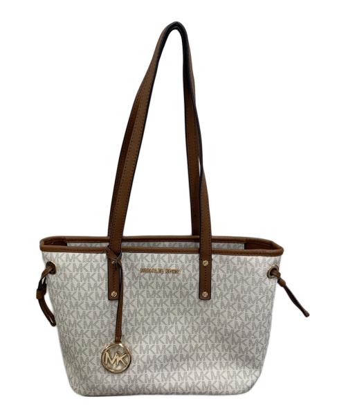 MICHAEL KORS（マイケルコース）MICHAEL KORS (マイケルコース) トートバッグ ホワイト×ブラウンの古着・服飾アイテム