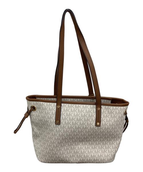 MICHAEL KORS（マイケルコース）MICHAEL KORS (マイケルコース) トートバッグ ホワイト×ブラウンの古着・服飾アイテム