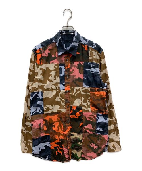 DIESEL（ディーゼル）DIESEL (ディーゼル) 長袖シャツ ブラウン×グレー サイズ:Mの古着・服飾アイテム