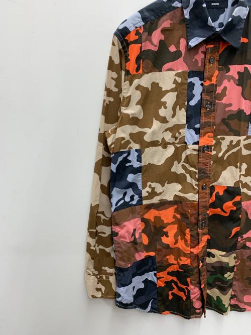DIESEL（ディーゼル）DIESEL (ディーゼル) 長袖シャツ ブラウン×グレー サイズ:Mの古着・服飾アイテム