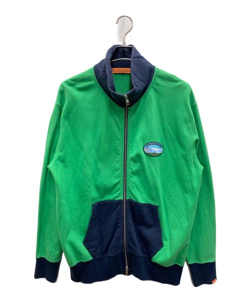 studio seven（スタジオセブン）studio seven (スタジオセブン) ジップアップスウェット グリーン×ネイビー サイズ:Lの古着・服飾アイテム