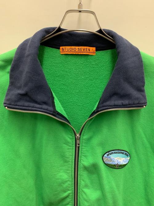 studio seven（スタジオセブン）studio seven (スタジオセブン) ジップアップスウェット グリーン×ネイビー サイズ:Lの古着・服飾アイテム