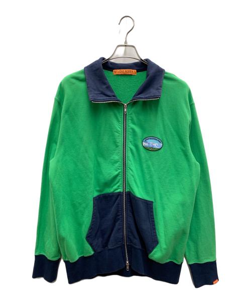 studio seven（スタジオセブン）studio seven (スタジオセブン) ジップアップスウェット グリーン×ネイビー サイズ:Lの古着・服飾アイテム