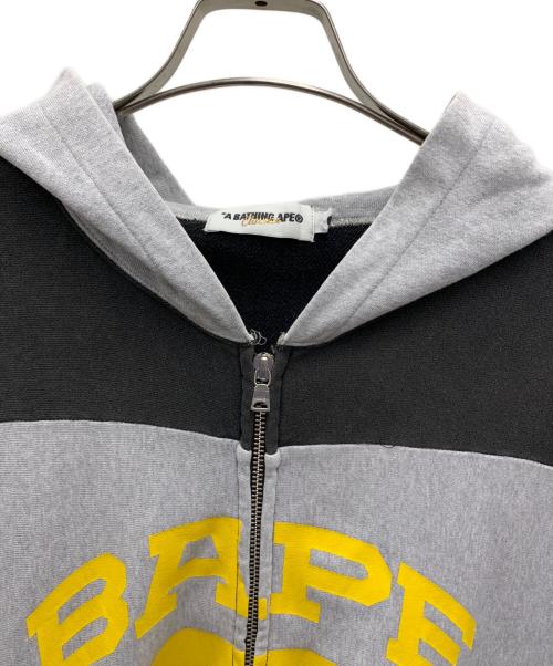 A BATHING APE（アベイシングエイプ）A BATHING APE (アベイシングエイプ) ジップパーカー グレー×ブラック サイズ:XLの古着・服飾アイテム