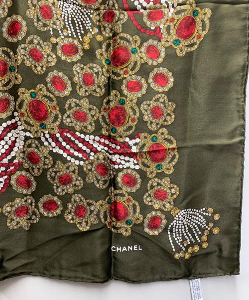 CHANEL（シャネル）CHANEL (シャネル) シルクスカーフ オリーブの古着・服飾アイテム